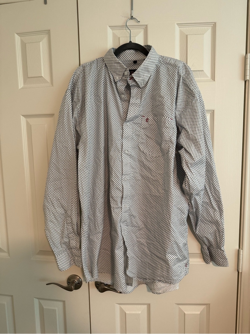 Rafter C Men's Patterned Button-Up Shirt - White/Navy